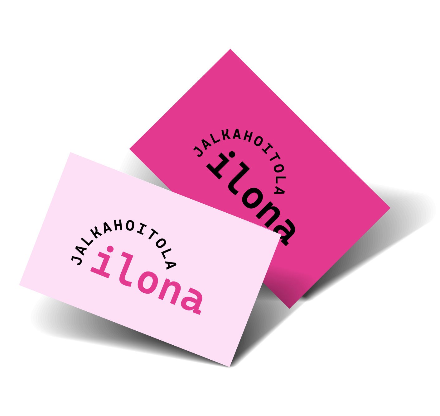 Portfoliokuva logosuunnittelusta, jossa teksti "Jalkahoitola Ilona".