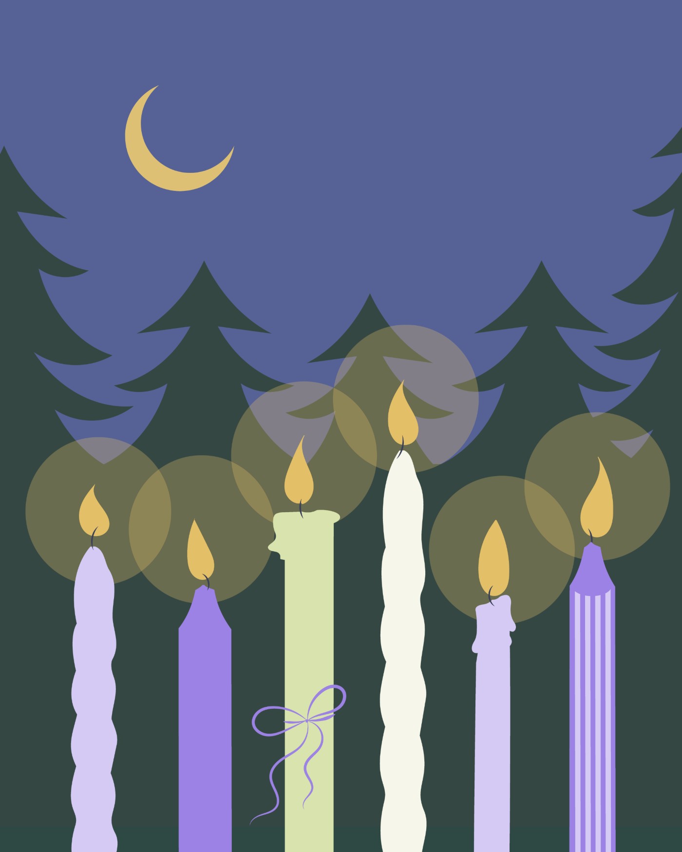 Jouluinen kuvitus kynttilöistä.