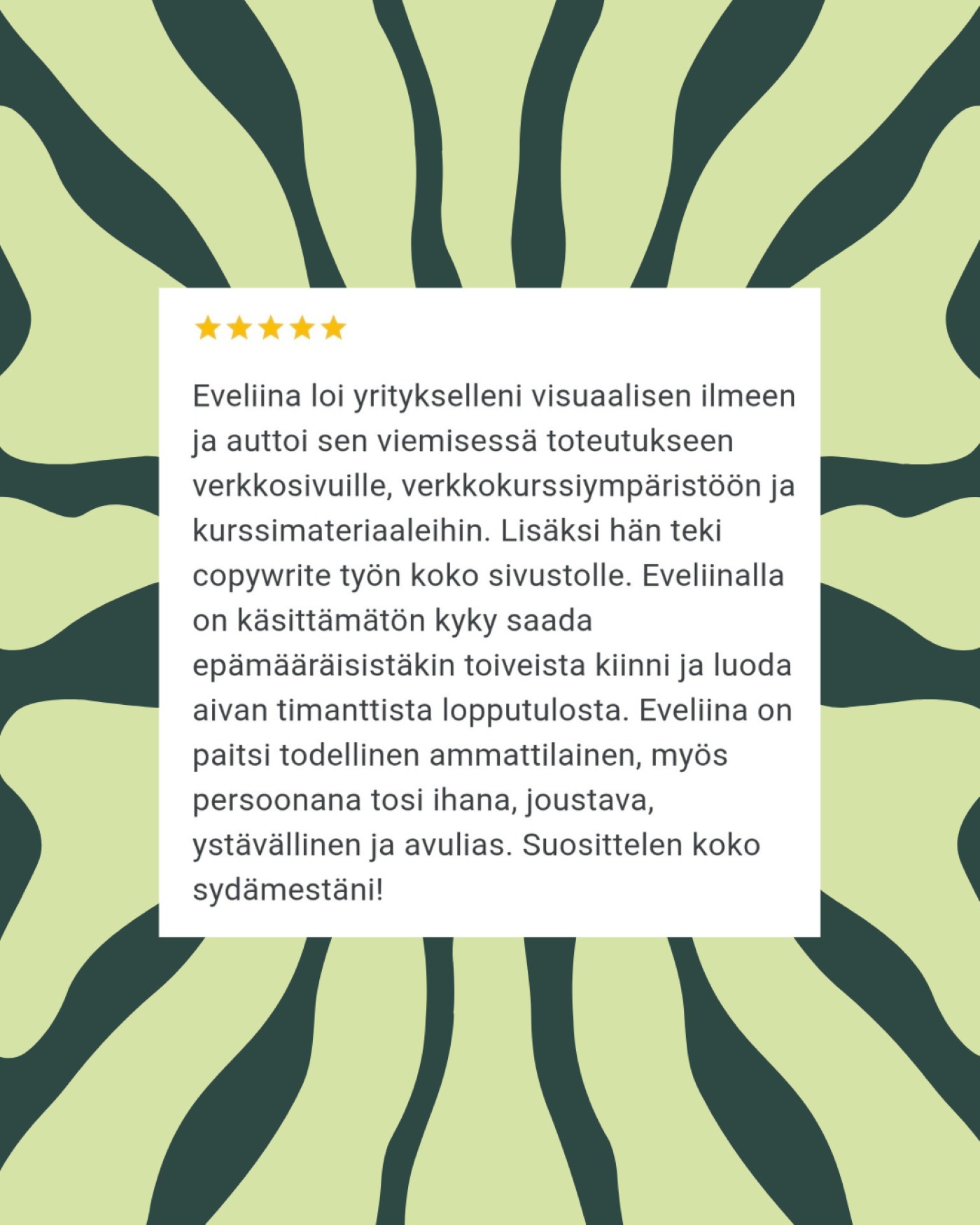 Kuva asiakaspalautteesta.